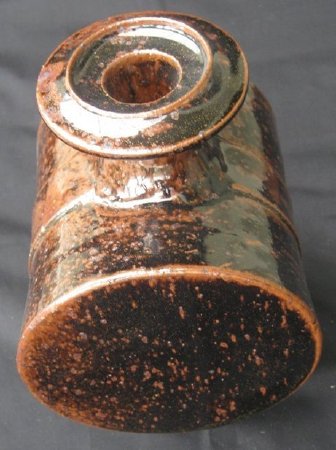 Temmoku Glazed Drum Bottle